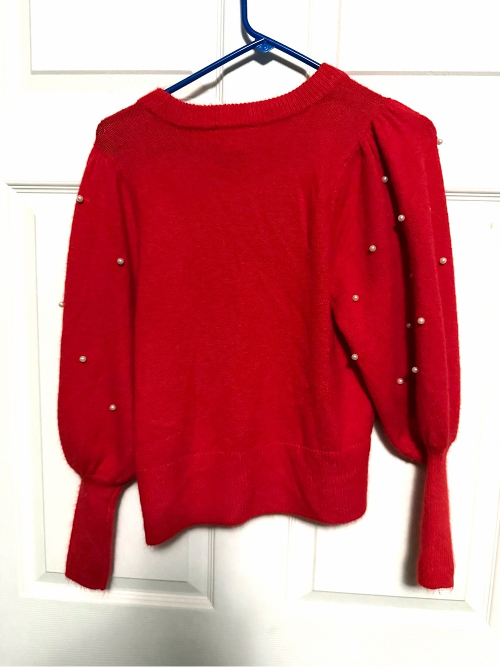 CeCe Red Pearl-Accent Crewneck Sweater - Picture 4 of 6